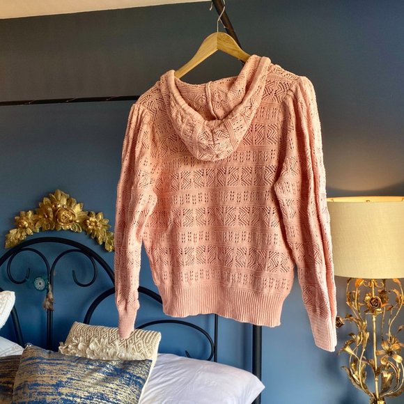3 For $25! Lauren Conrad Peachy Coral Knit Sweater Hoodie - Picture 3 of 3